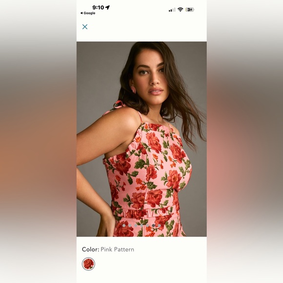 Anthropologie Rosette Pink and red ruffled peplum halter dress - Picture 6 of 9